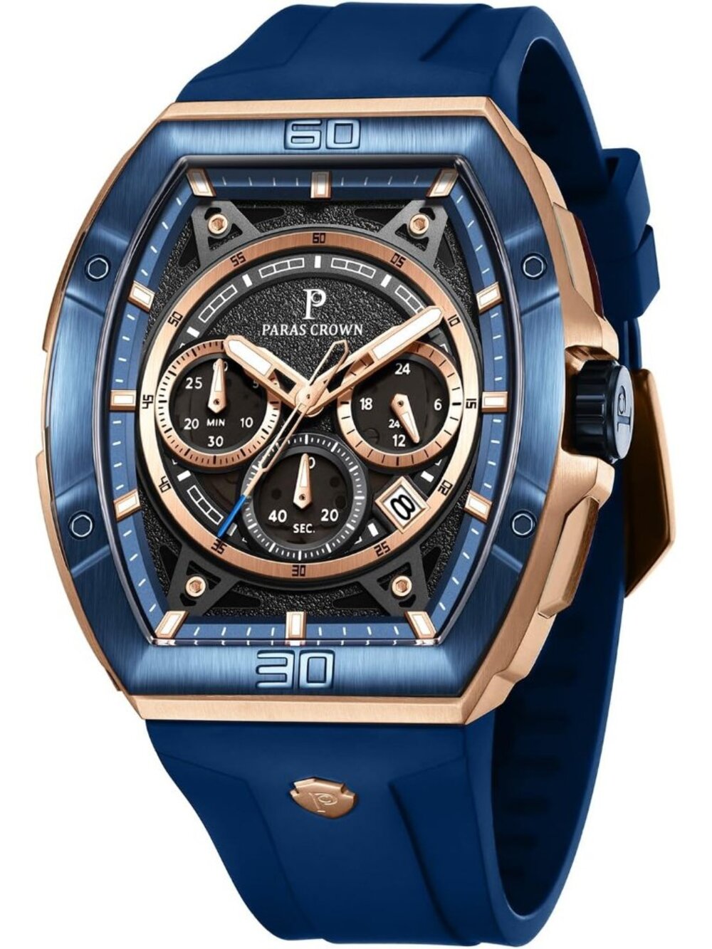 Men's Blue 5ATM Waterproof Quartz Luxury Chronograph Analog Wrist Watches